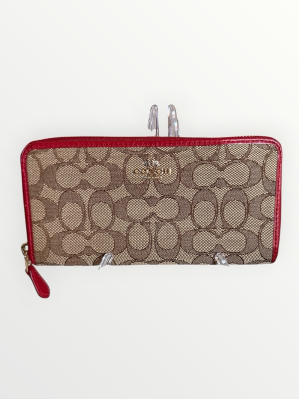 Coach Canvas Accordion Long Zip Wallet